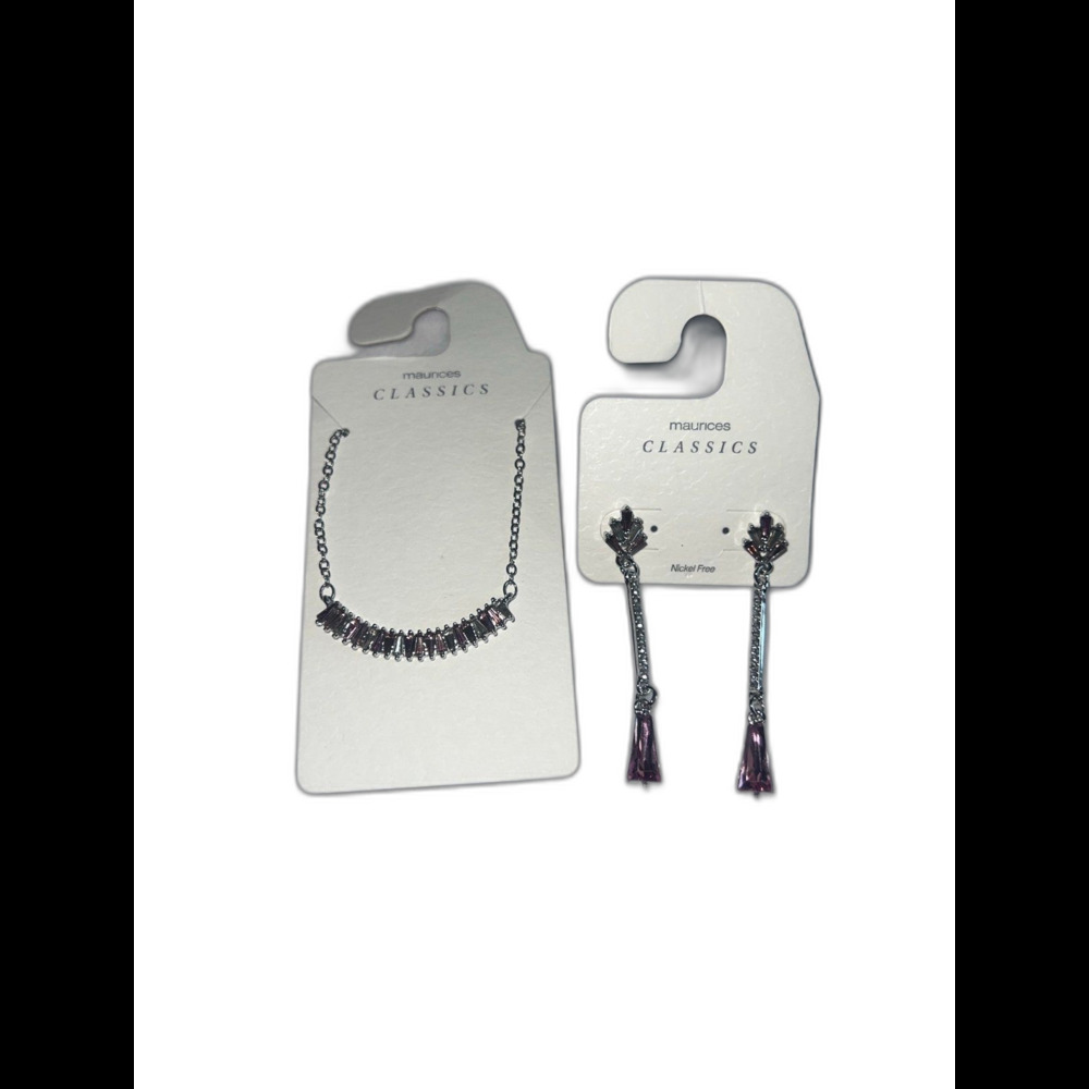 Maurices - dainty pink & white stone necklace & earring set